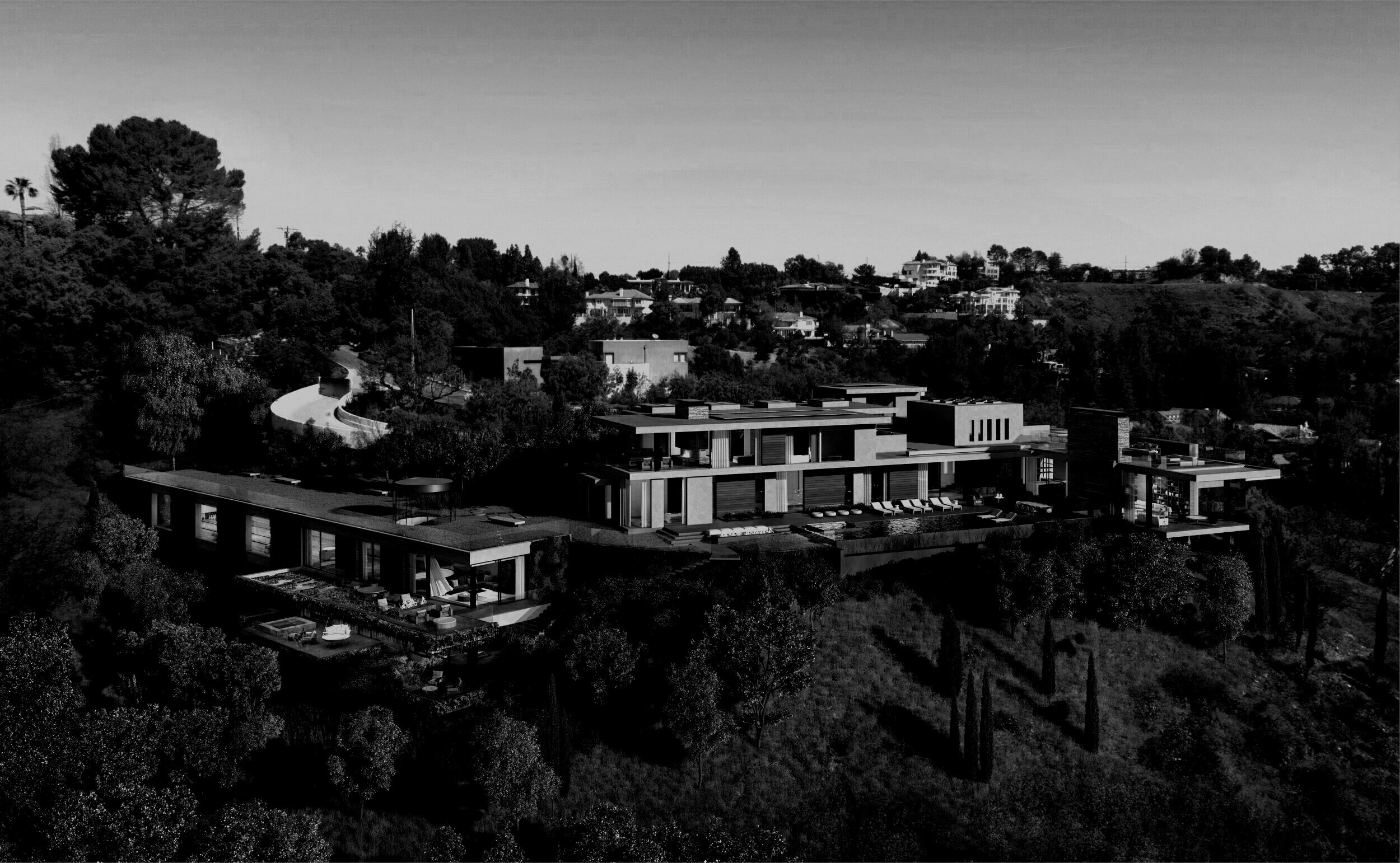 benedict canyon drive, a luxury guest house with views on the site of a Beverly Hills mansion — whipple russell architects
