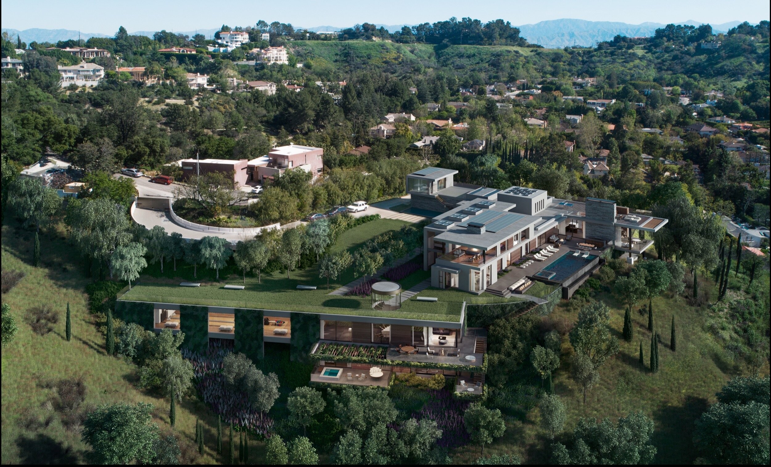 benedict canyon drive, a luxury guest house with views on the site of a Beverly Hills mansion — whipple russell architects