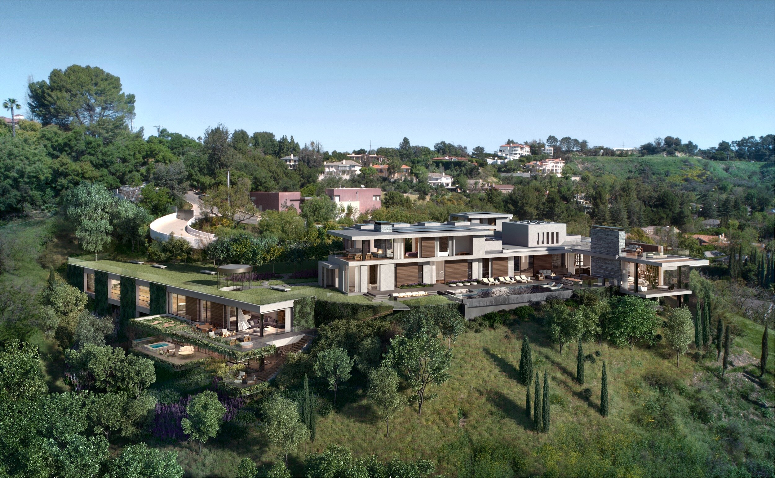 benedict canyon drive, a luxury guest house with views on the site of a Beverly Hills mansion