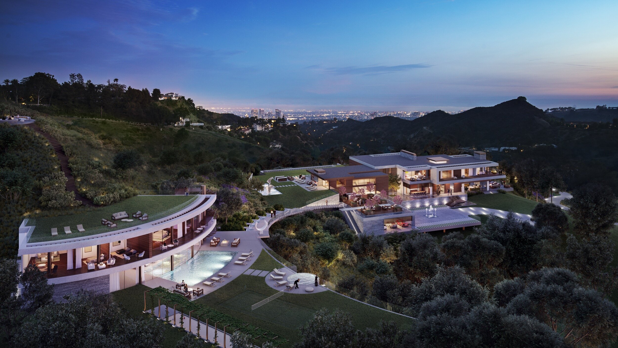 coldwater canyon, a luxury resort style beverly hills estate with modern pool & wellness spaces — whipple russell architects