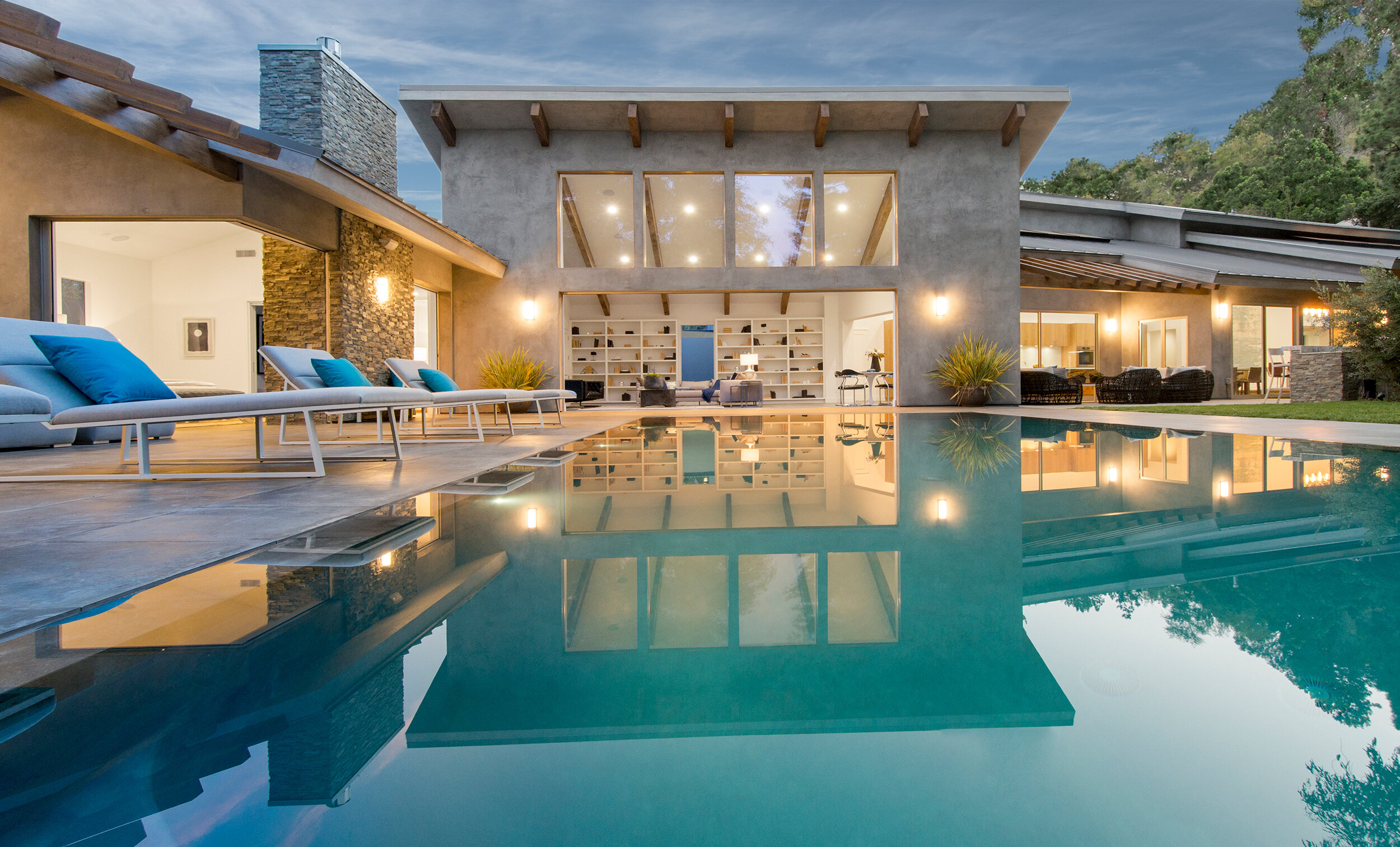 lancer court, a luxury beverly hills ranch home with modern indoor outdoor open plan living & pool — whipple russell architects
