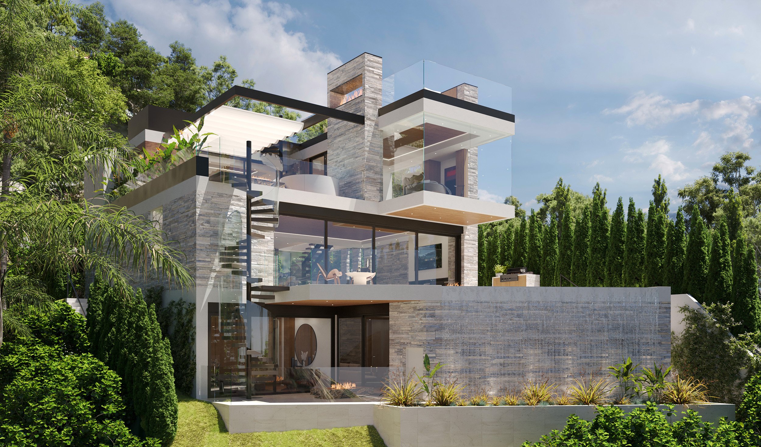 hedges, a modern hollywood hills home with luxury pool terrace & fire features — whipple russell architects