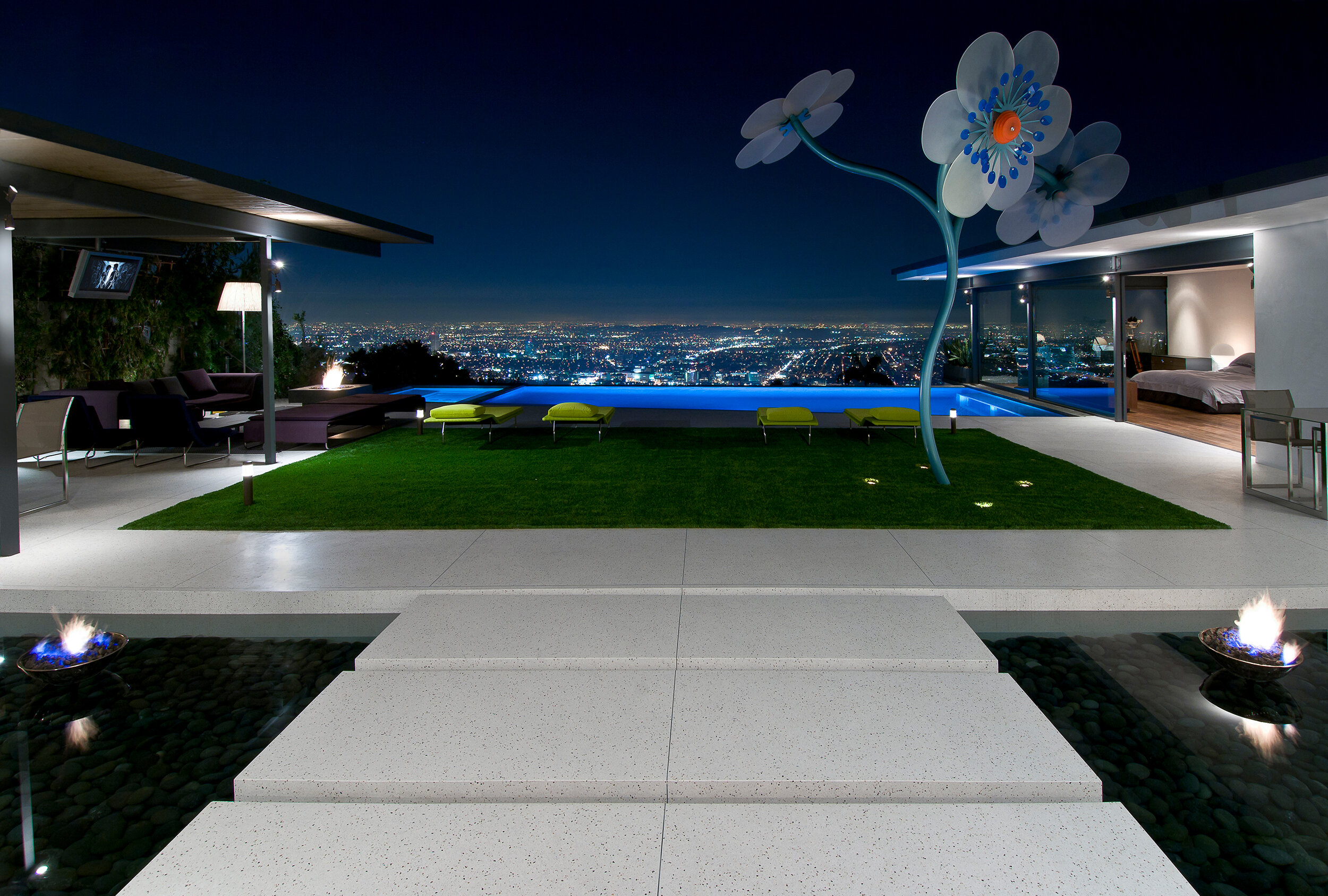 hopen place, a modern hollywood hills home with floating glass wall primary suite, pool & views — whipple russell architects