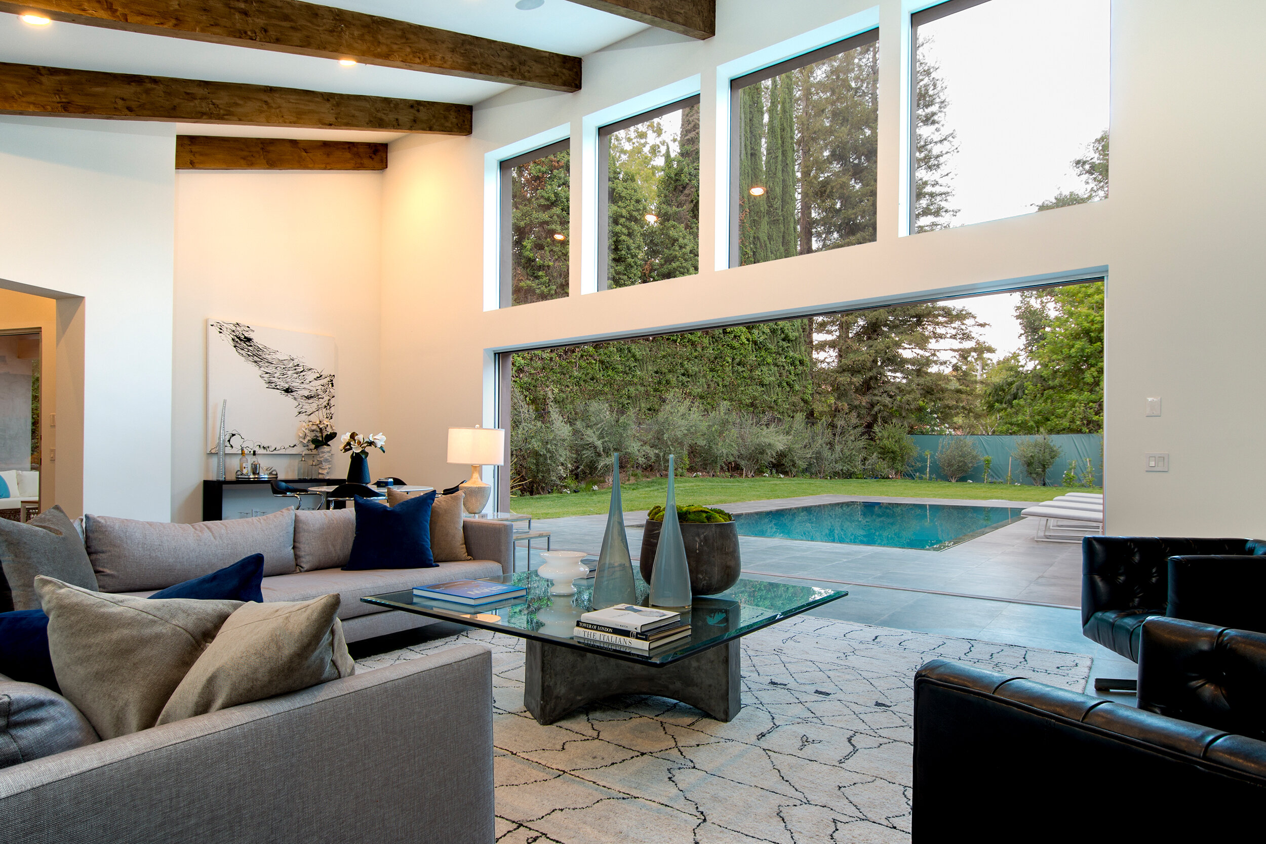 lancer court, a luxury beverly hills ranch home with modern indoor outdoor open plan living & pool — whipple russell architects