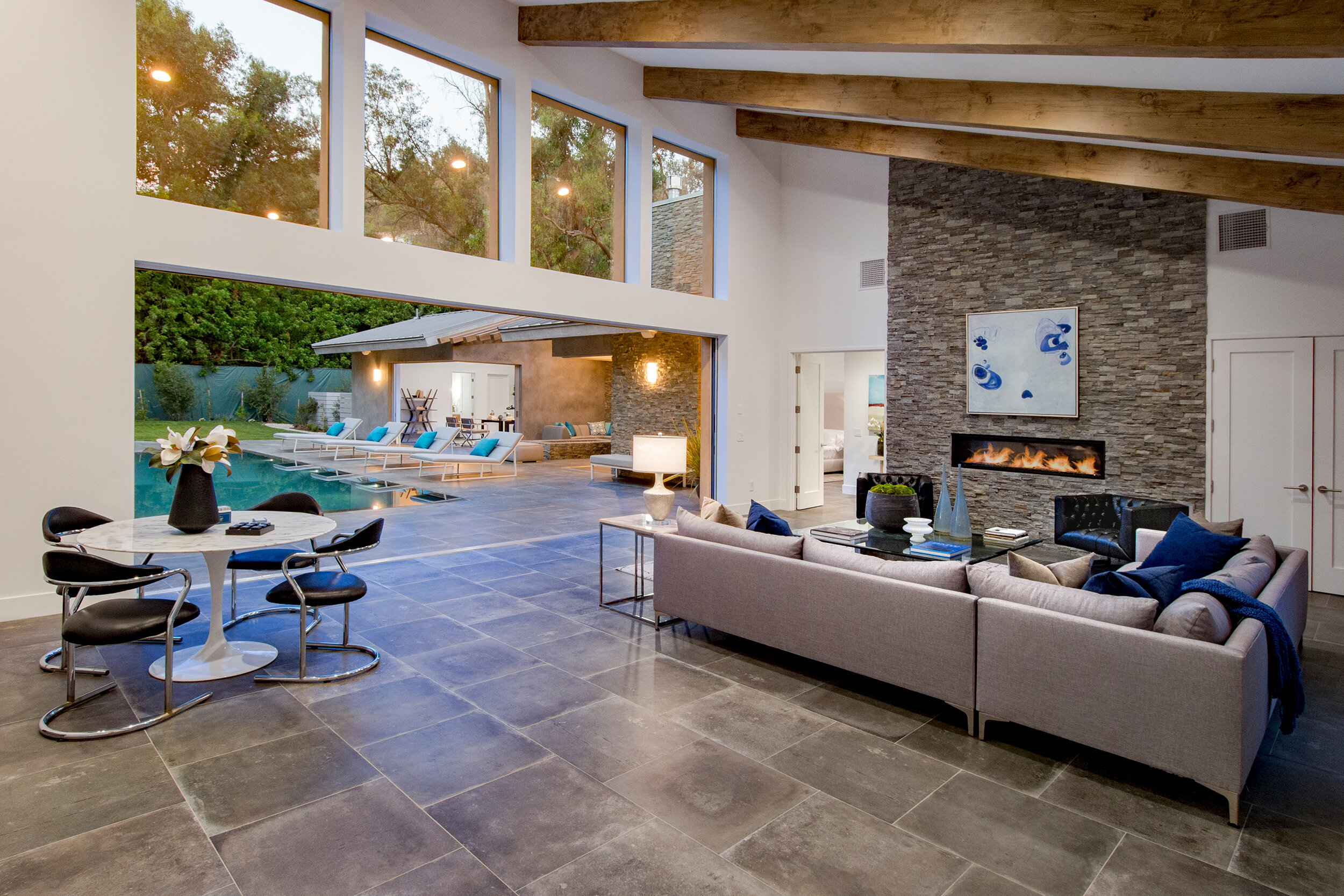 lancer court, a luxury beverly hills ranch home with modern indoor outdoor open plan living & pool — whipple russell architects