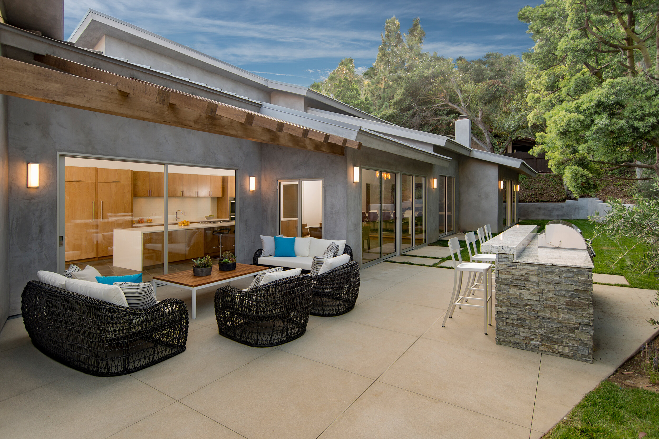 lancer court, a luxury beverly hills ranch home with modern indoor outdoor open plan living & pool — whipple russell architects