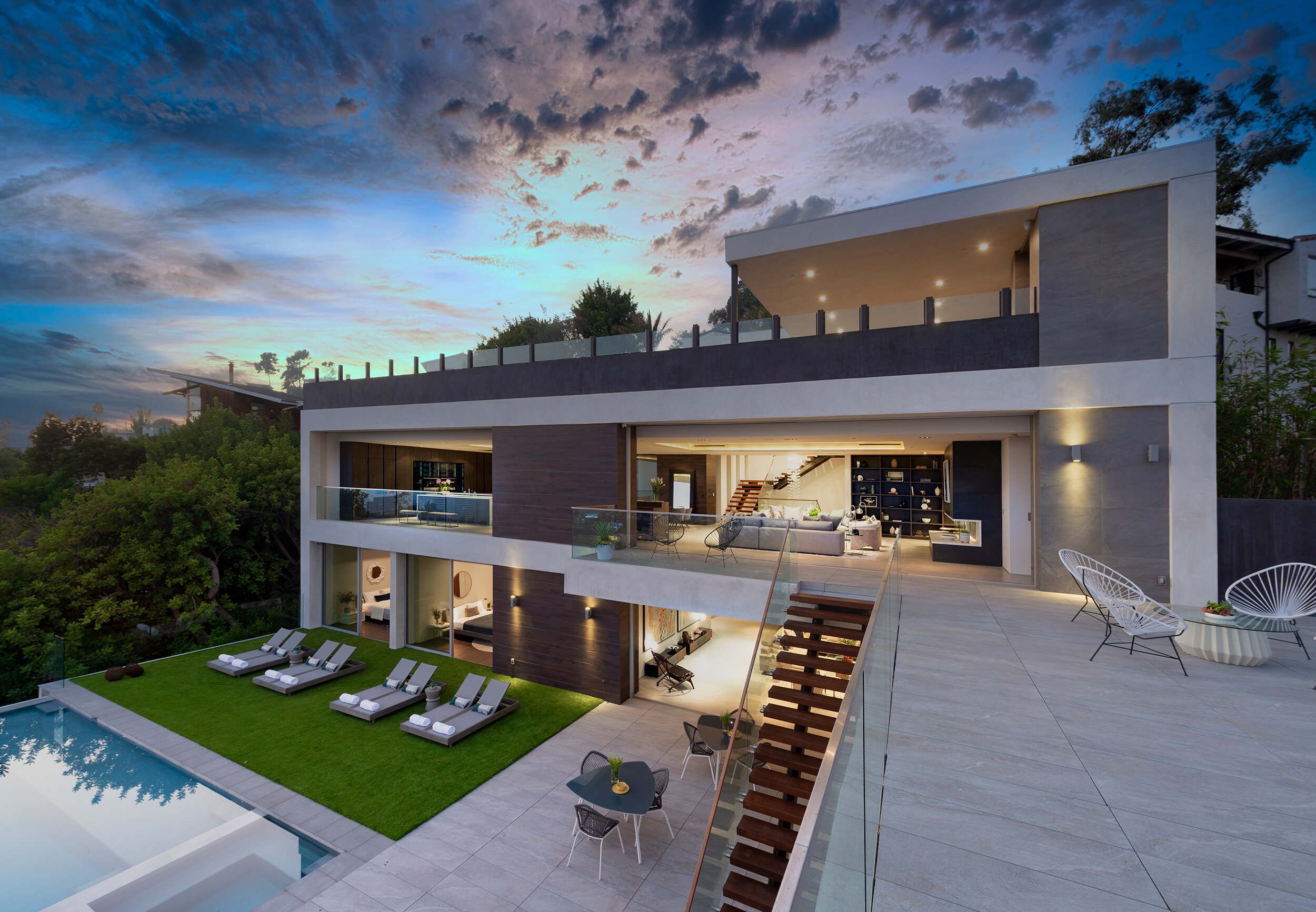 los tilos, a modern terraced hollywood hills home with luxury jetliner views — whipple russell architects