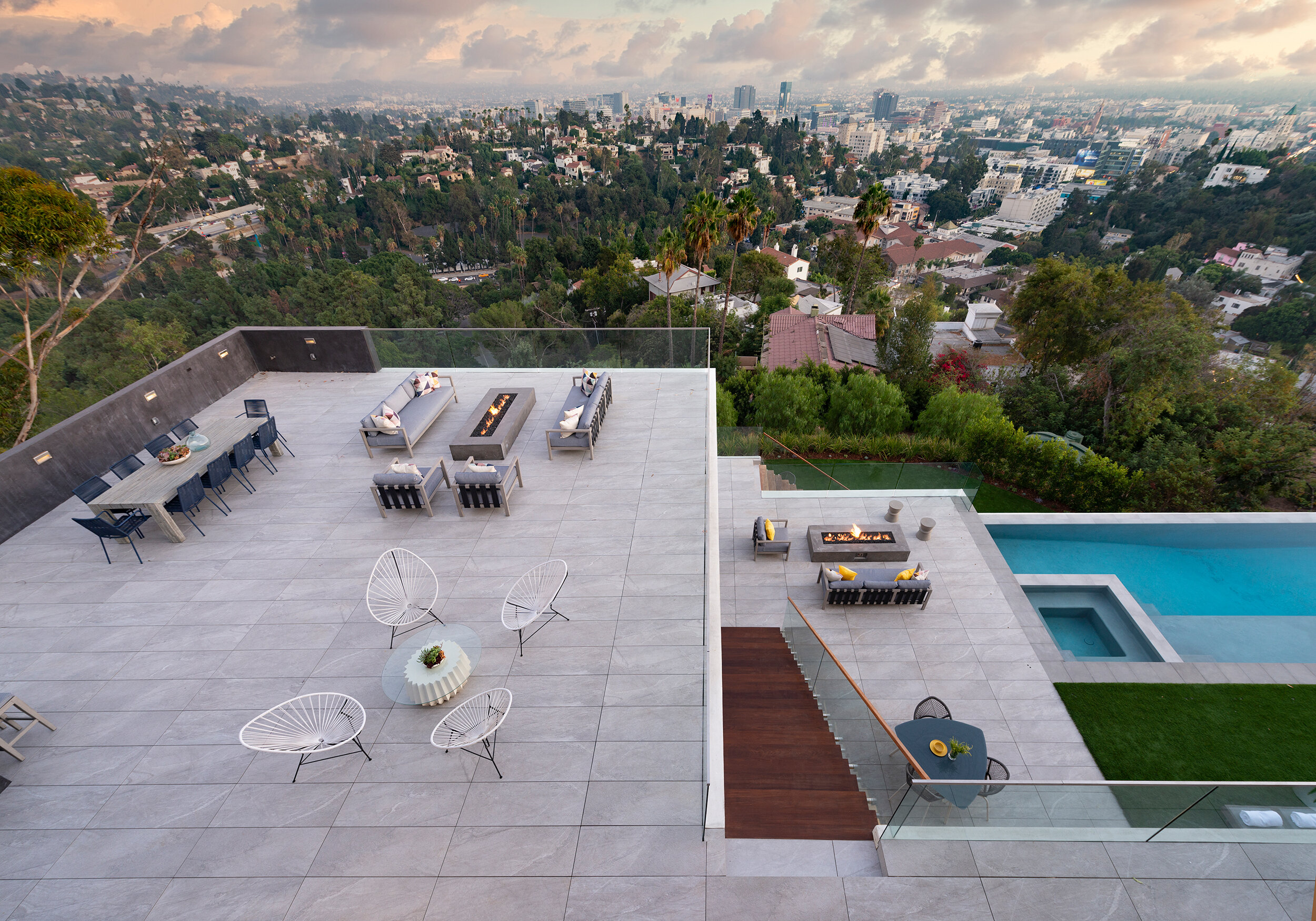 los tilos, a modern terraced hollywood hills home with luxury jetliner views — whipple russell architects