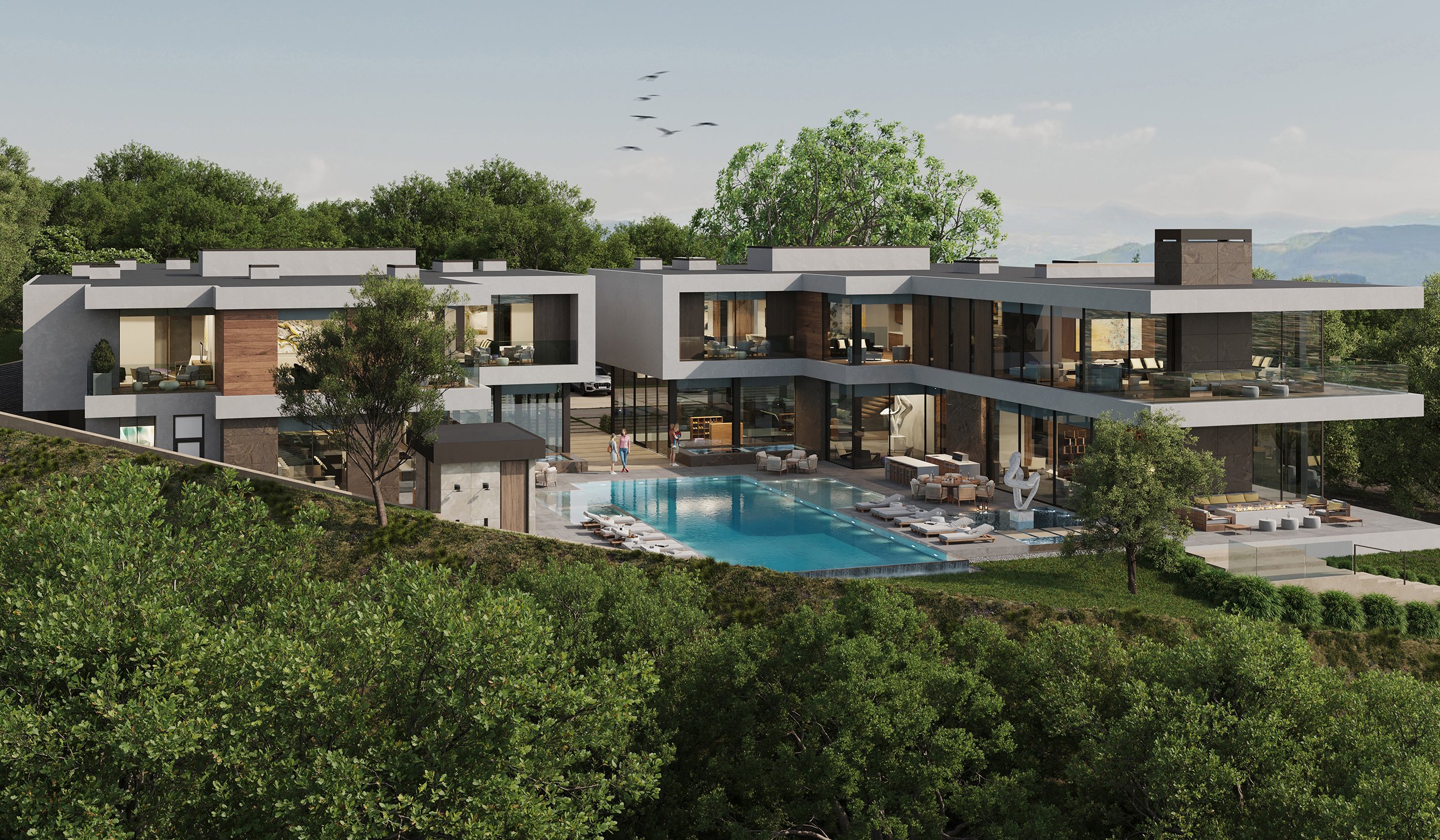 pasadena, a modern mansion with resort style pool terrace for luxury outdoor living — whipple russell architects