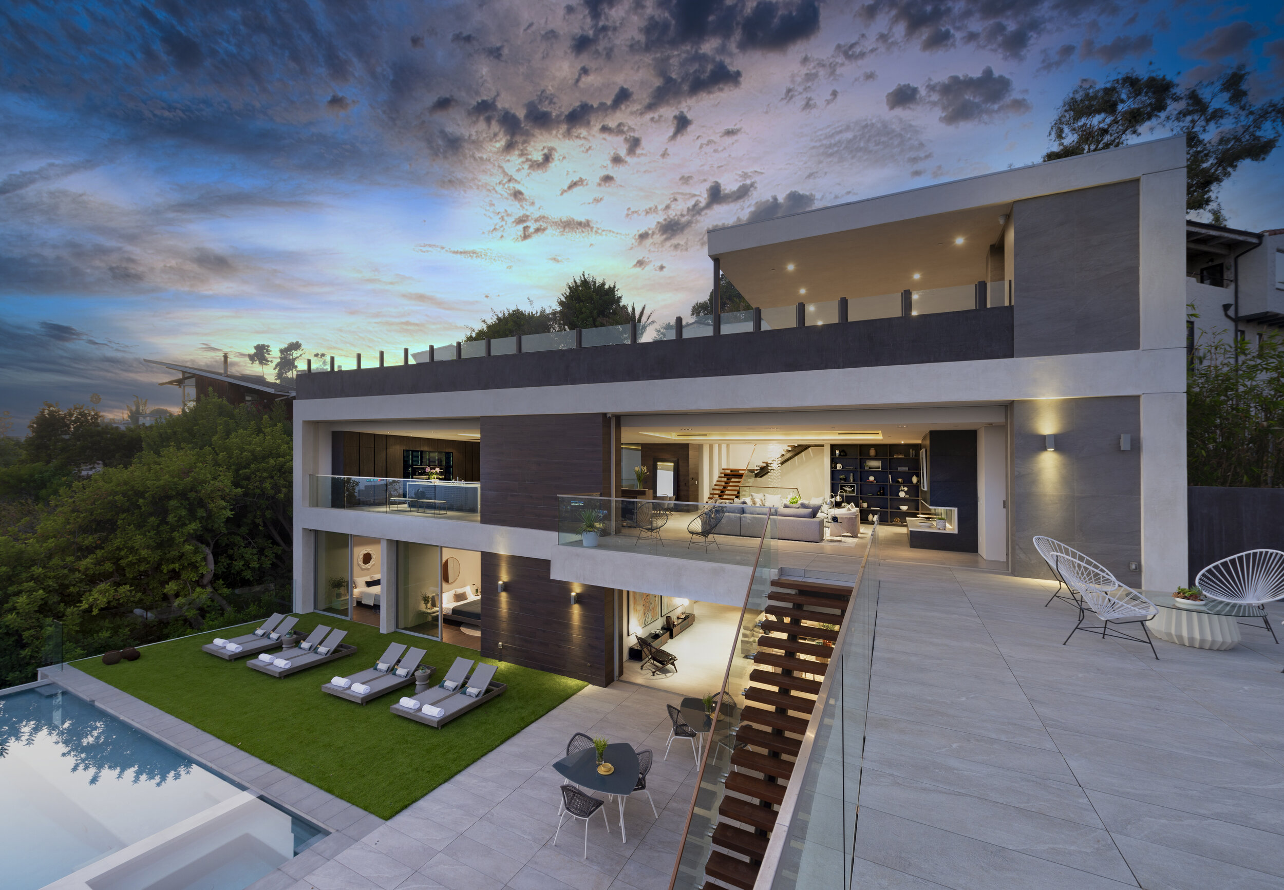 rising glen, a custom modern hollywood hills luxury home for resort style indoor outdoor living — whipple russell architects
