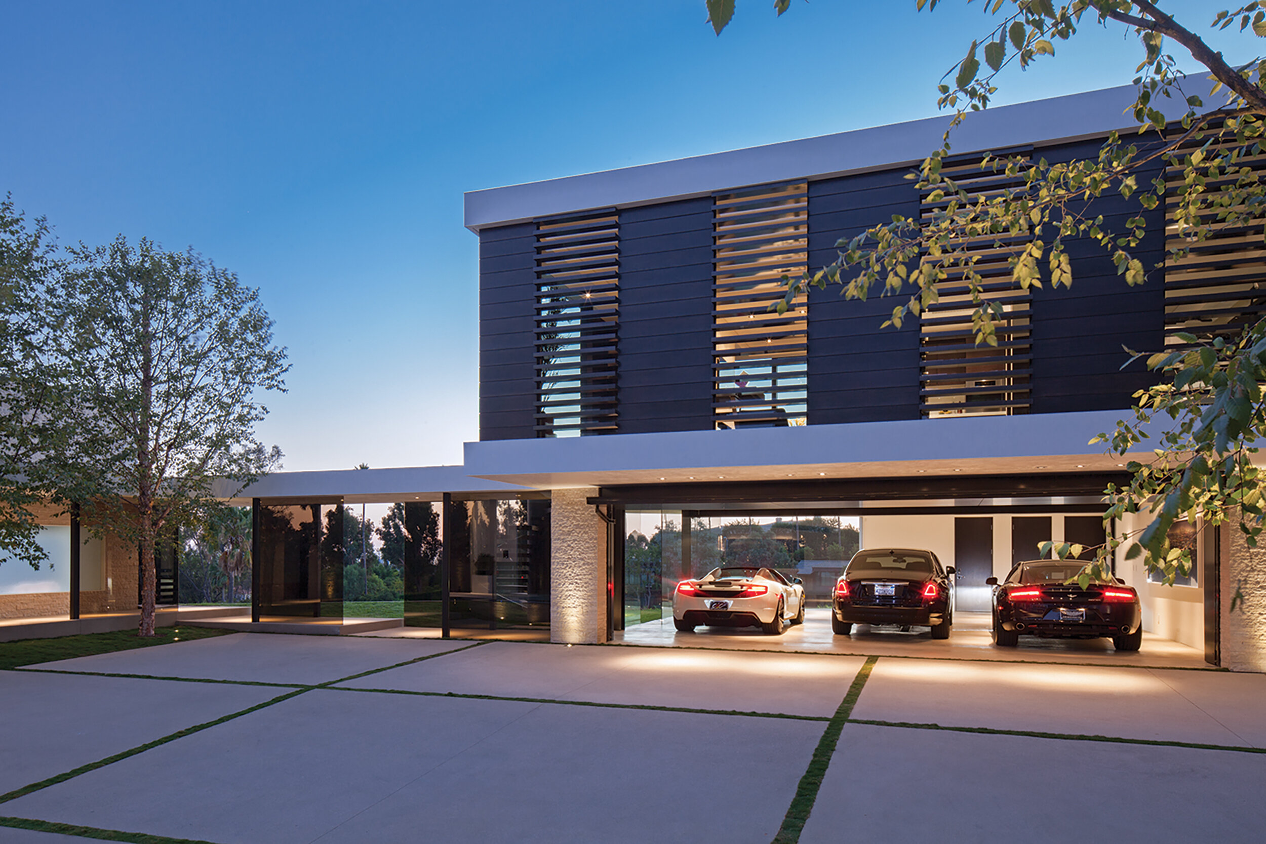 modern beverly hills home with moat style pool, hilltop views & fire features — whipple russell architects