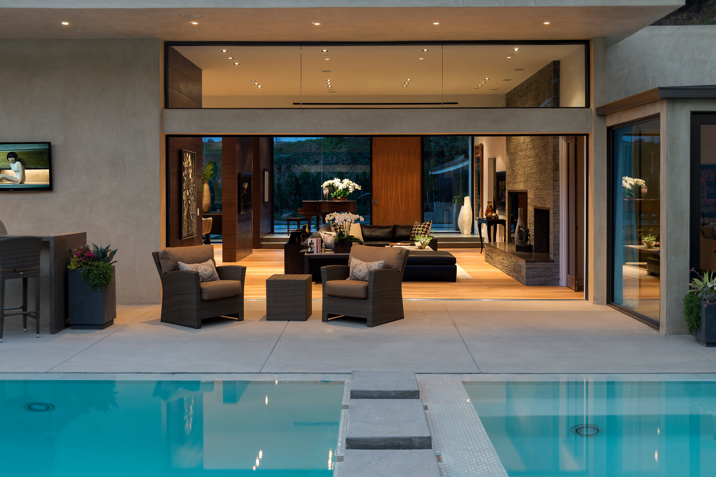 wallace ridge, a modern beverly hills home with rooftop lounge, central pool & music studio — whipple russell architects