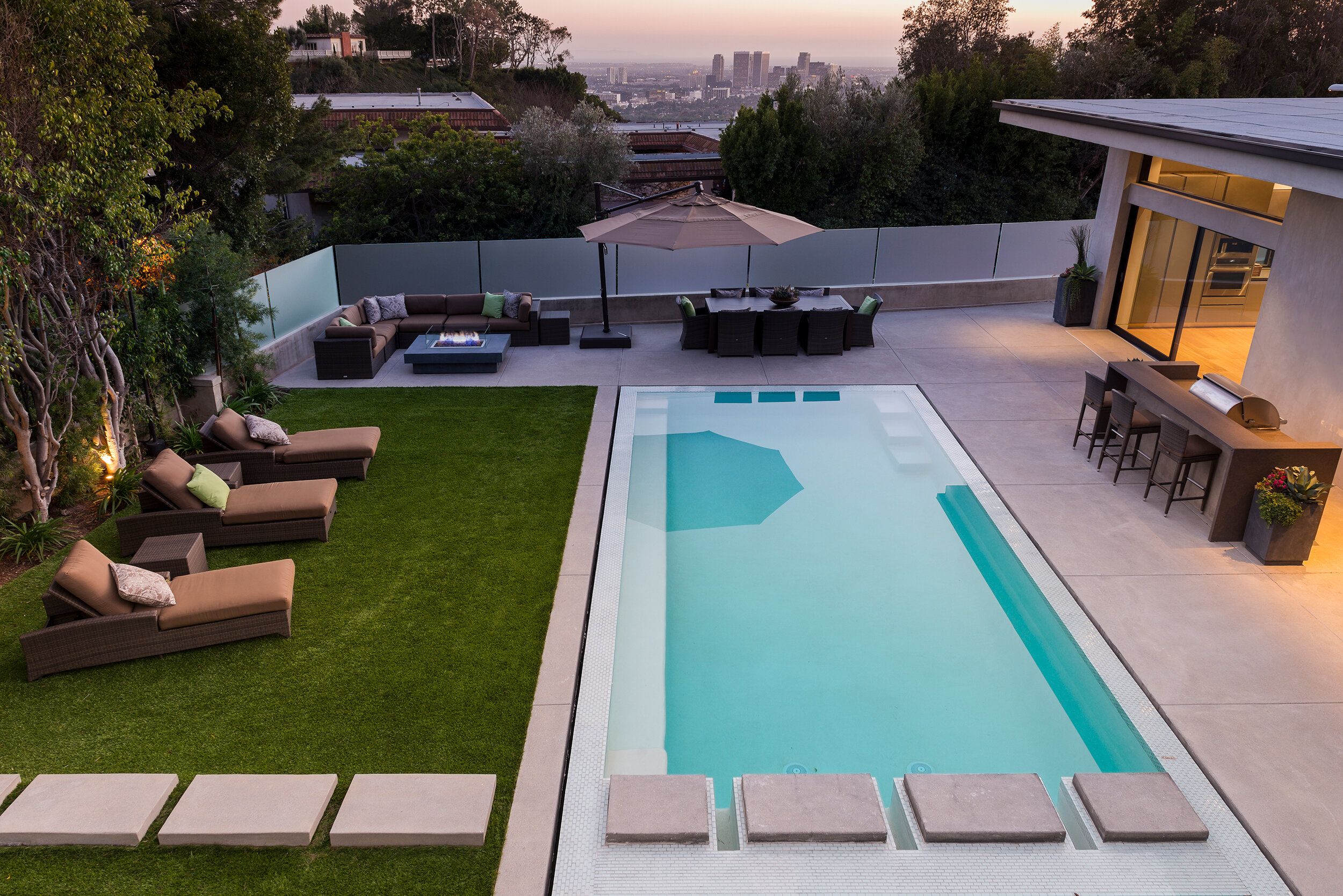 wallace ridge, a modern beverly hills home with rooftop lounge, central pool & music studio — whipple russell architects